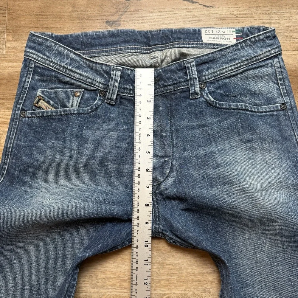 Diesel Darron Jeans Men 29x30 Blue Slim Tapered Whiskered Made Italy (Tag 27x32)